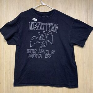 Led- Zeppelin Shirt Adult Extra Large Black Short Sleeve Men's Graphic Print